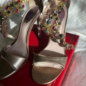 Rene Caovilla Jeweled Gold Sandal
